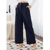 imageSidefeel Corduroy Pants for Women 2025 Casual High Waisted Double Buttoned Stretchy Loose Fit Wide Leg Pants with PocketsNavy Blue