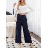 imageSidefeel Corduroy Pants for Women 2025 Casual High Waisted Double Buttoned Stretchy Loose Fit Wide Leg Pants with PocketsNavy Blue
