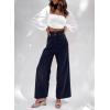 imageSidefeel Corduroy Pants for Women 2025 Casual High Waisted Double Buttoned Stretchy Loose Fit Wide Leg Pants with PocketsNavy Blue