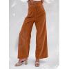 imageSidefeel Corduroy Pants for Women 2025 Casual High Waisted Double Buttoned Stretchy Loose Fit Wide Leg Pants with PocketsOrange