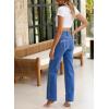 imageSidefeel Womens Jeans High Waisted Straight Leg Stretchy Jeans Trendy Welt Pockets Loose Wide Leg Zimbaplatinum Denim PantsZ Blue