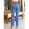 imageSidefeel Womens Jeans High Waisted Straight Leg Stretchy Jeans Trendy Welt Pockets Loose Wide Leg Zimbaplatinum Denim PantsZ Sky Blue