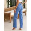 imageSidefeel Womens Jeans High Waisted Straight Leg Stretchy Jeans Trendy Welt Pockets Loose Wide Leg Zimbaplatinum Denim PantsZ Sky Blue