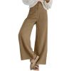 imageSidefeel Corduroy Pants for Women 2025 Casual High Waisted Double Buttoned Stretchy Loose Fit Wide Leg Pants with PocketsKhaki