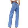 imageSidefeel Womens Jeans High Waisted Straight Leg Stretchy Jeans Trendy Welt Pockets Loose Wide Leg Zimbaplatinum Denim PantsZ Sky Blue