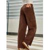 imageSidefeel Womens Corduroy Pants Casual High Waisted Elastic Drawstring Cargo Loose Fit Wide Leg Pants with PocketsBrown