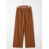 imageSidefeel Womens Corduroy Pants Casual High Waisted Elastic Drawstring Cargo Loose Fit Wide Leg Pants with PocketsChestnut