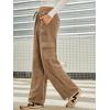 imageSidefeel Womens Corduroy Pants Casual High Waisted Elastic Drawstring Cargo Loose Fit Wide Leg Pants with PocketsKhaki