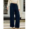 imageSidefeel Womens Corduroy Pants Casual High Waisted Elastic Drawstring Cargo Loose Fit Wide Leg Pants with PocketsNavy Blue