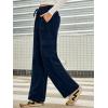imageSidefeel Womens Corduroy Pants Casual High Waisted Elastic Drawstring Cargo Loose Fit Wide Leg Pants with PocketsNavy Blue