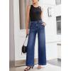 imageSidefeel Womens Wide Leg Jeans High Waisted Stretchy Straight Leg Baggy Denim Pants with PocketsBluing