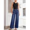 imageSidefeel Womens Wide Leg Jeans High Waisted Stretchy Straight Leg Baggy Denim Pants with PocketsBluing