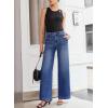 imageSidefeel Womens Wide Leg Jeans High Waisted Stretchy Straight Leg Baggy Denim Pants with PocketsDark Blue