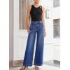 imageSidefeel Womens Wide Leg Jeans High Waisted Stretchy Straight Leg Baggy Denim Pants with PocketsDark Blue