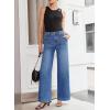 imageSidefeel Womens Wide Leg Jeans High Waisted Stretchy Straight Leg Baggy Denim Pants with PocketsLight Blue