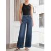 imageSidefeel Womens Wide Leg Jeans High Waisted Stretchy Straight Leg Baggy Denim Pants with PocketsReal Teal