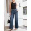 imageSidefeel Womens Wide Leg Jeans High Waisted Stretchy Straight Leg Baggy Denim Pants with PocketsReal Teal