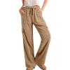 imageSidefeel Womens Corduroy Pants Casual High Waisted Elastic Drawstring Cargo Loose Fit Wide Leg Pants with PocketsKhaki