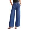imageSidefeel Womens Wide Leg Jeans High Waisted Stretchy Straight Leg Baggy Denim Pants with PocketsDark Blue