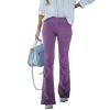 imageSidefeel Womens Corduroy Flare Pants Elastic Waist Bell Bottom Trousers 2025 Fall PantsA Purple