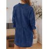 imageSidefeel Womens Smocked 3 4 Sleeve Button Down Denim Jeans DressesDark Blue