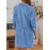imageSidefeel Womens Smocked 3 4 Sleeve Button Down Denim Jeans DressesSky Blue