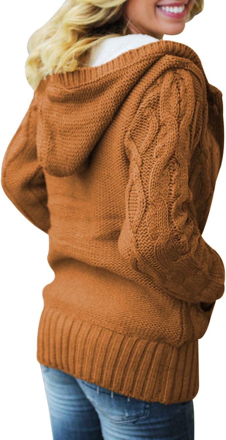 imageSidefeel Womens Cardigan Sweaters Hooded Fleece Lined Button Down Winter Sweater CoatAs Shown