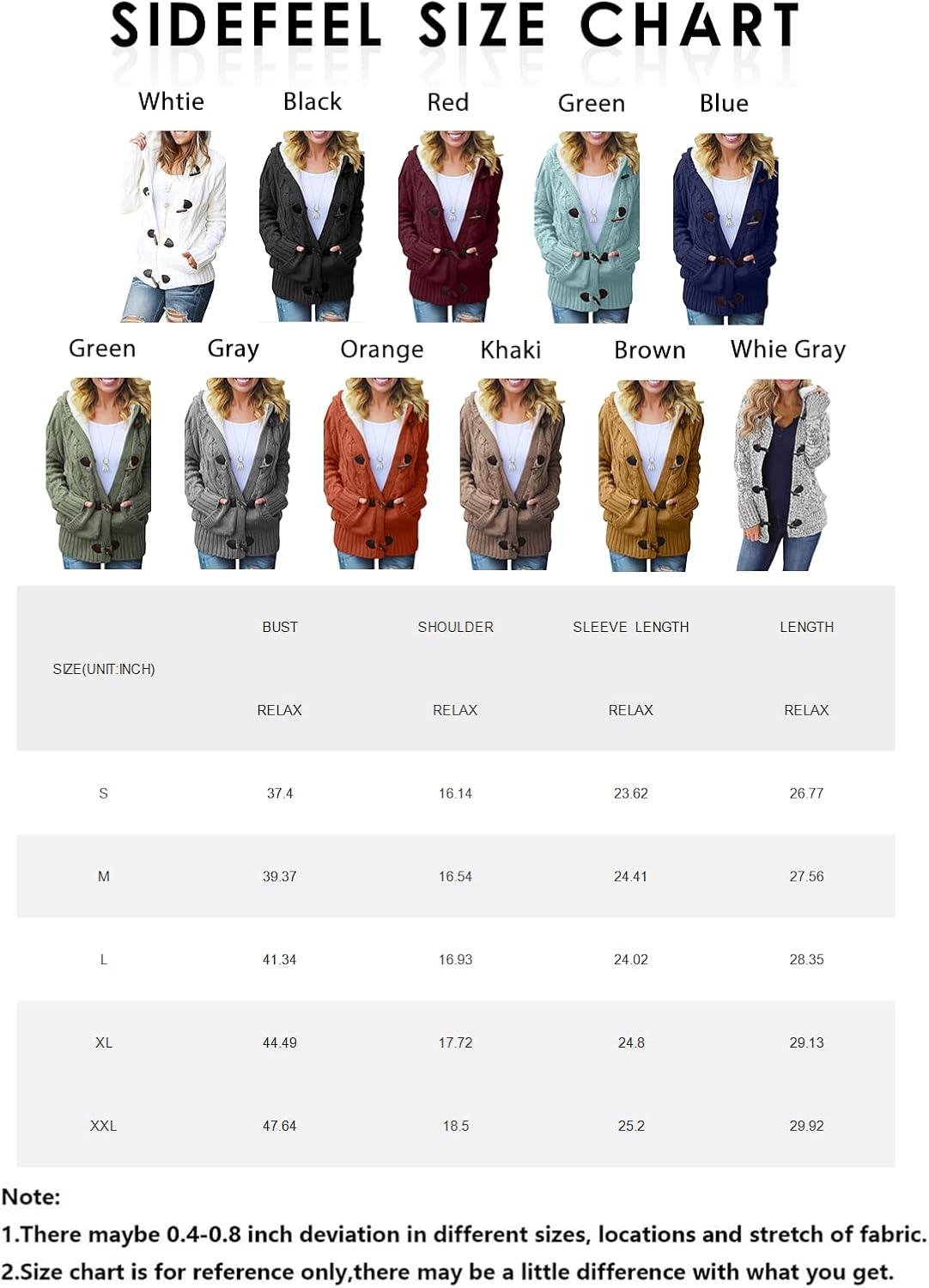 imageSidefeel Womens Cardigan Sweaters Hooded Fleece Lined Button Down Winter Sweater CoatKwhite