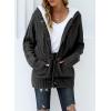 imageSidefeel Womens Cardigan Sweaters Hooded Fleece Lined Button Down Winter Sweater CoatK Dark Gray