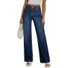 imageSidefeel Womens Wide Leg Jeans High Waisted Stretchy Jeans Straight Leg Trendy Patchwork Loose Fit Denim PantsDark Blue