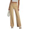 imageSidefeel Womens Wide Leg Jeans High Waisted Stretchy Jeans Straight Leg Trendy Patchwork Loose Fit Denim PantsKhaki