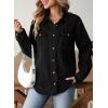 image:imageSidefeel Women Denim Shirt Long Sleeve Button Down Jean Shirts Casual Oversized Trendy Shacket Tops BlousesBlack