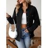 image:imageSidefeel Women Denim Shirt Long Sleeve Button Down Jean Shirts Casual Oversized Trendy Shacket Tops BlousesBlack