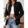 image:imageSidefeel Women Denim Shirt Long Sleeve Button Down Jean Shirts Casual Oversized Trendy Shacket Tops BlousesBlack