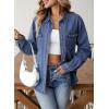 image:imageSidefeel Women Denim Shirt Long Sleeve Button Down Jean Shirts Casual Oversized Trendy Shacket Tops BlousesBlue