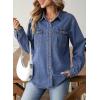 image:imageSidefeel Women Denim Shirt Long Sleeve Button Down Jean Shirts Casual Oversized Trendy Shacket Tops BlousesBlue