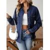 image:imageSidefeel Women Denim Shirt Long Sleeve Button Down Jean Shirts Casual Oversized Trendy Shacket Tops BlousesDark Blue