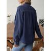 image:imageSidefeel Women Denim Shirt Long Sleeve Button Down Jean Shirts Casual Oversized Trendy Shacket Tops BlousesDark Blue