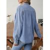 image:imageSidefeel Women Denim Shirt Long Sleeve Button Down Jean Shirts Casual Oversized Trendy Shacket Tops BlousesIceland Blue