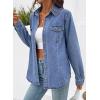 image:imageSidefeel Women Denim Shirt Long Sleeve Button Down Jean Shirts Casual Oversized Trendy Shacket Tops BlousesLight Blue