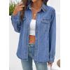 image:imageSidefeel Women Denim Shirt Long Sleeve Button Down Jean Shirts Casual Oversized Trendy Shacket Tops BlousesLight Blue