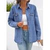 image:imageSidefeel Women Denim Shirt Long Sleeve Button Down Jean Shirts Casual Oversized Trendy Shacket Tops BlousesLight Blue