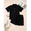 image:imageSidefeel Womens 2 Piece Sets Deim Summer Outfits Comfy Short Sleeve Button Down Shirt High Waisted Shorts Lounge SetsBlack
