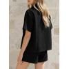 image:imageSidefeel Womens 2 Piece Sets Deim Summer Outfits Comfy Short Sleeve Button Down Shirt High Waisted Shorts Lounge SetsBlack