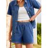 image:imageSidefeel Womens 2 Piece Sets Deim Summer Outfits Comfy Short Sleeve Button Down Shirt High Waisted Shorts Lounge SetsBlue