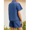 image:imageSidefeel Womens 2 Piece Sets Deim Summer Outfits Comfy Short Sleeve Button Down Shirt High Waisted Shorts Lounge SetsBlue