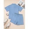 image:imageSidefeel Womens 2 Piece Sets Deim Summer Outfits Comfy Short Sleeve Button Down Shirt High Waisted Shorts Lounge SetsSky Blue
