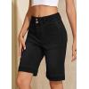 image:imageSidefeel Womens Bermuda Jean Shorts High Waisted Tummy Control Stretchy Denim Shorts with PocketsBlack