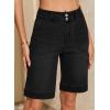 image:imageSidefeel Womens Bermuda Jean Shorts High Waisted Tummy Control Stretchy Denim Shorts with PocketsBlack