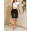 image:imageSidefeel Womens Bermuda Jean Shorts High Waisted Tummy Control Stretchy Denim Shorts with PocketsBlack